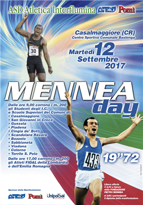 martedì 12 settembre con il MENNEA DAY 2017.