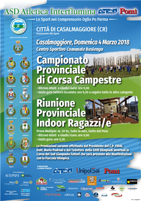 Domenica 11 Marzo 2018 Campionato Provinciale di Corsa Campestre dalle Categorie Master ad Esordienti M. e F.